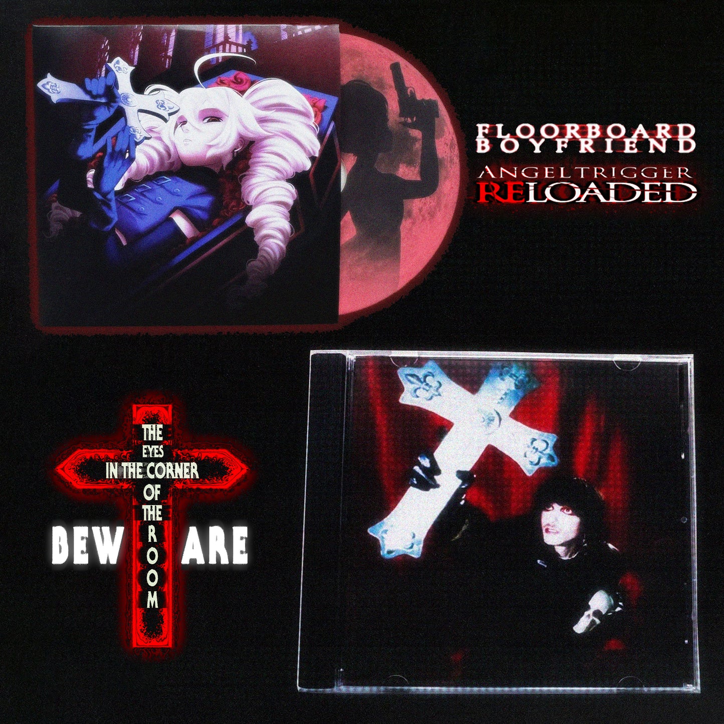 CD BUNDLE: FLOOORBOARD BOYFRIEND/angel trigger: reloaded + BEWARE, THE EYES IN THE CORNER OF THE ROOM